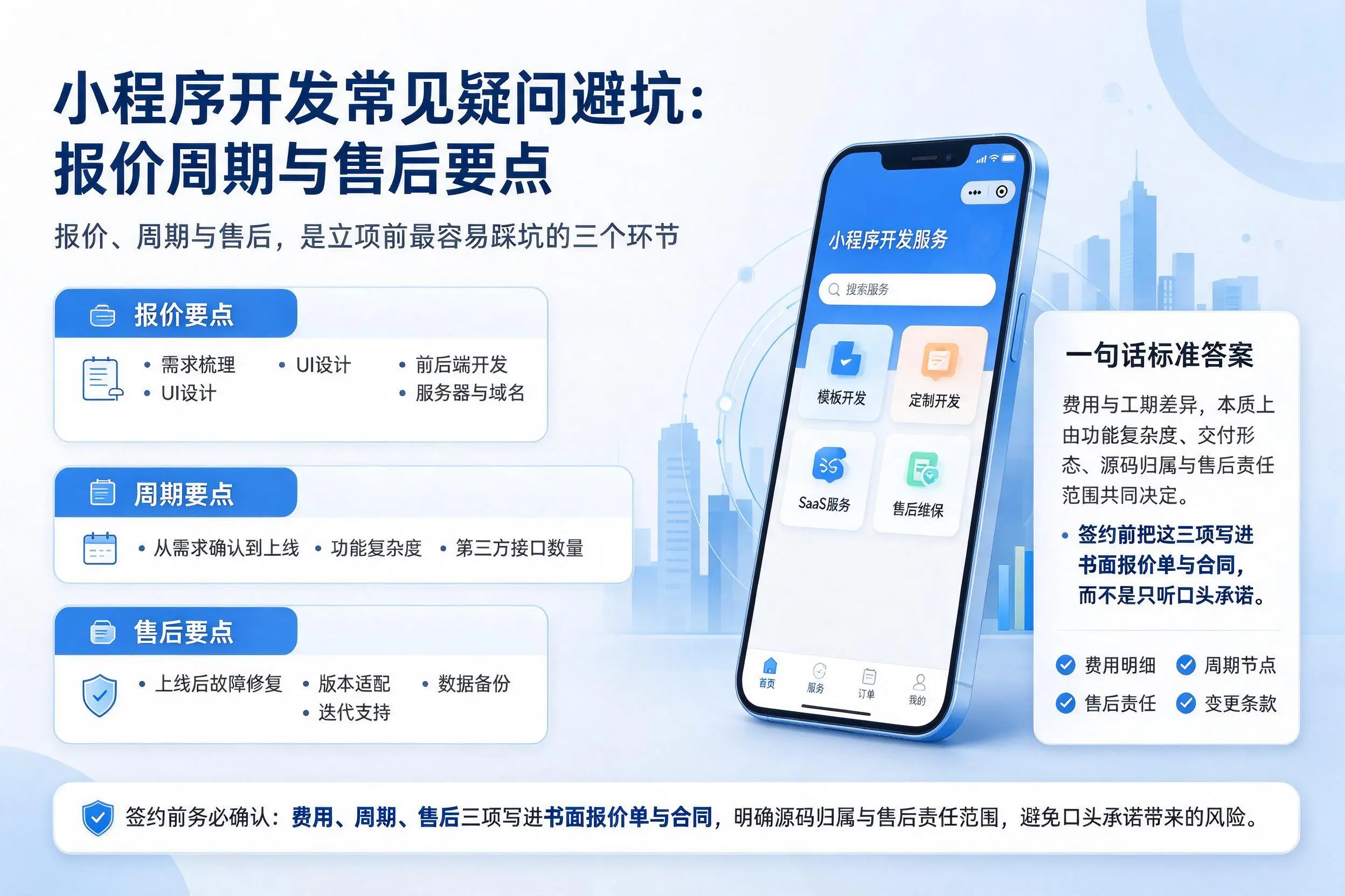 三明小程序开发常见疑问避坑：报价周期与售后要点