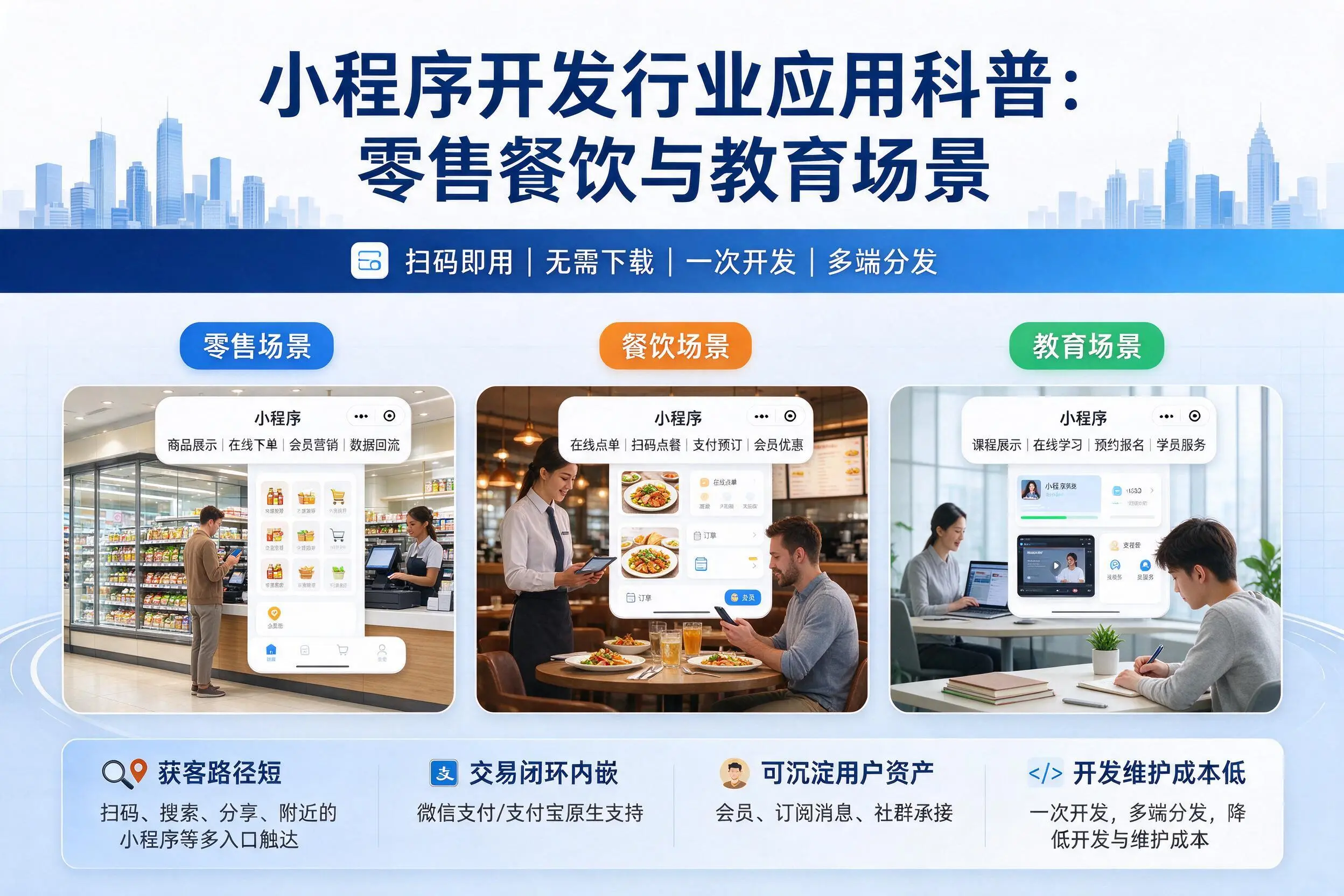 三明小程序开发行业应用科普:零售餐饮与教育场景