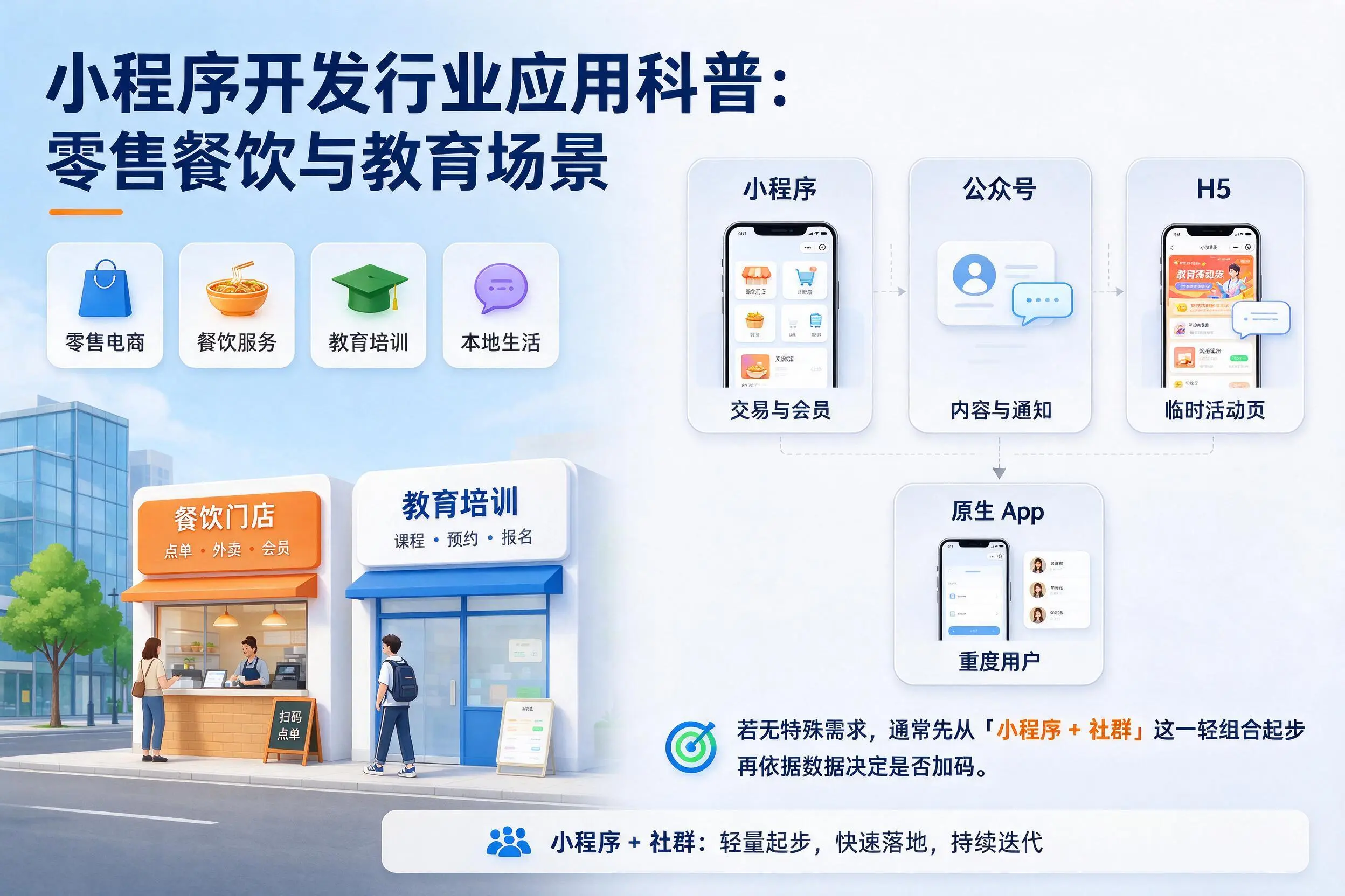 三明小程序开发行业应用科普:零售餐饮与教育场景