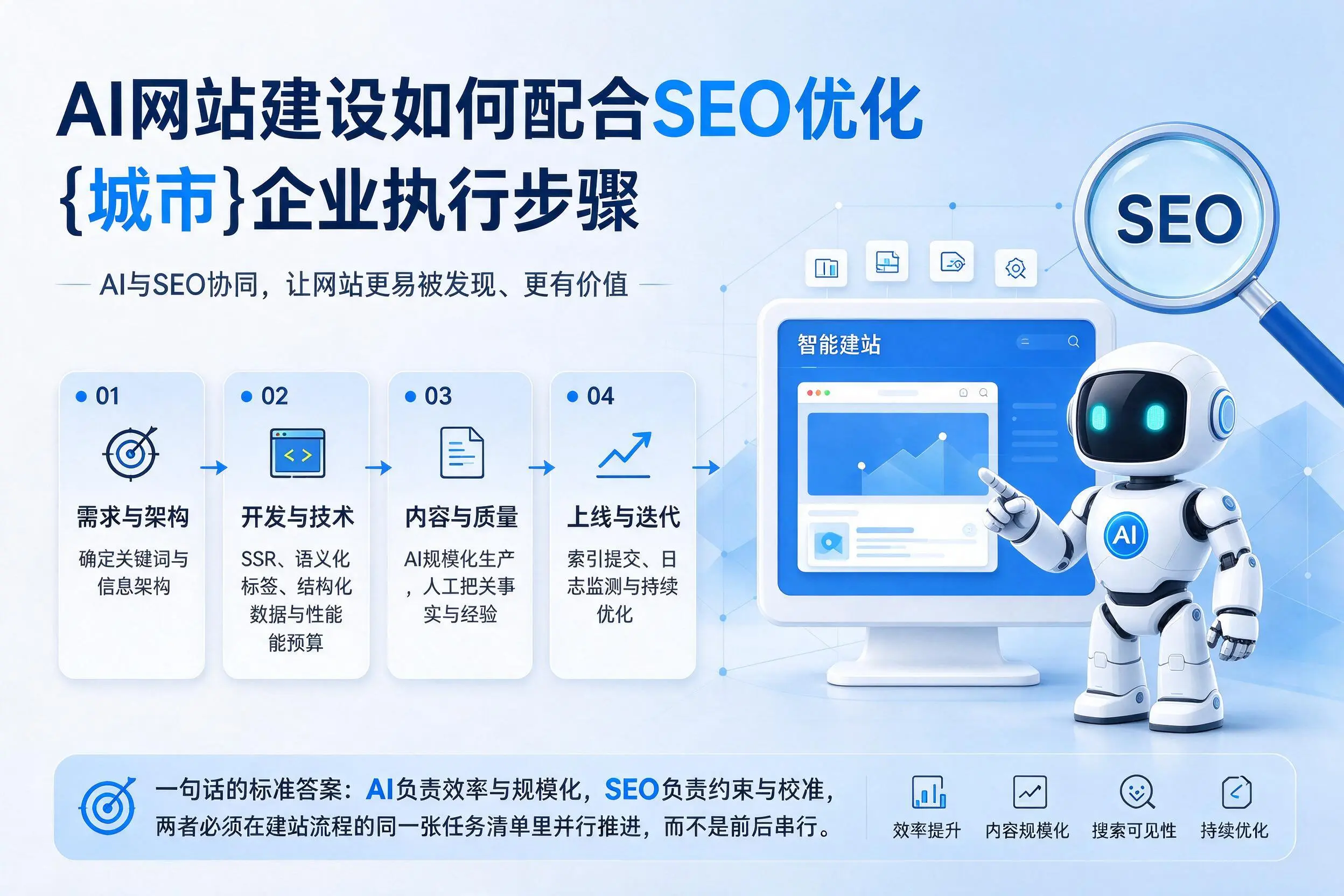 AI网站建设如何配合SEO优化,三明企业执行步骤