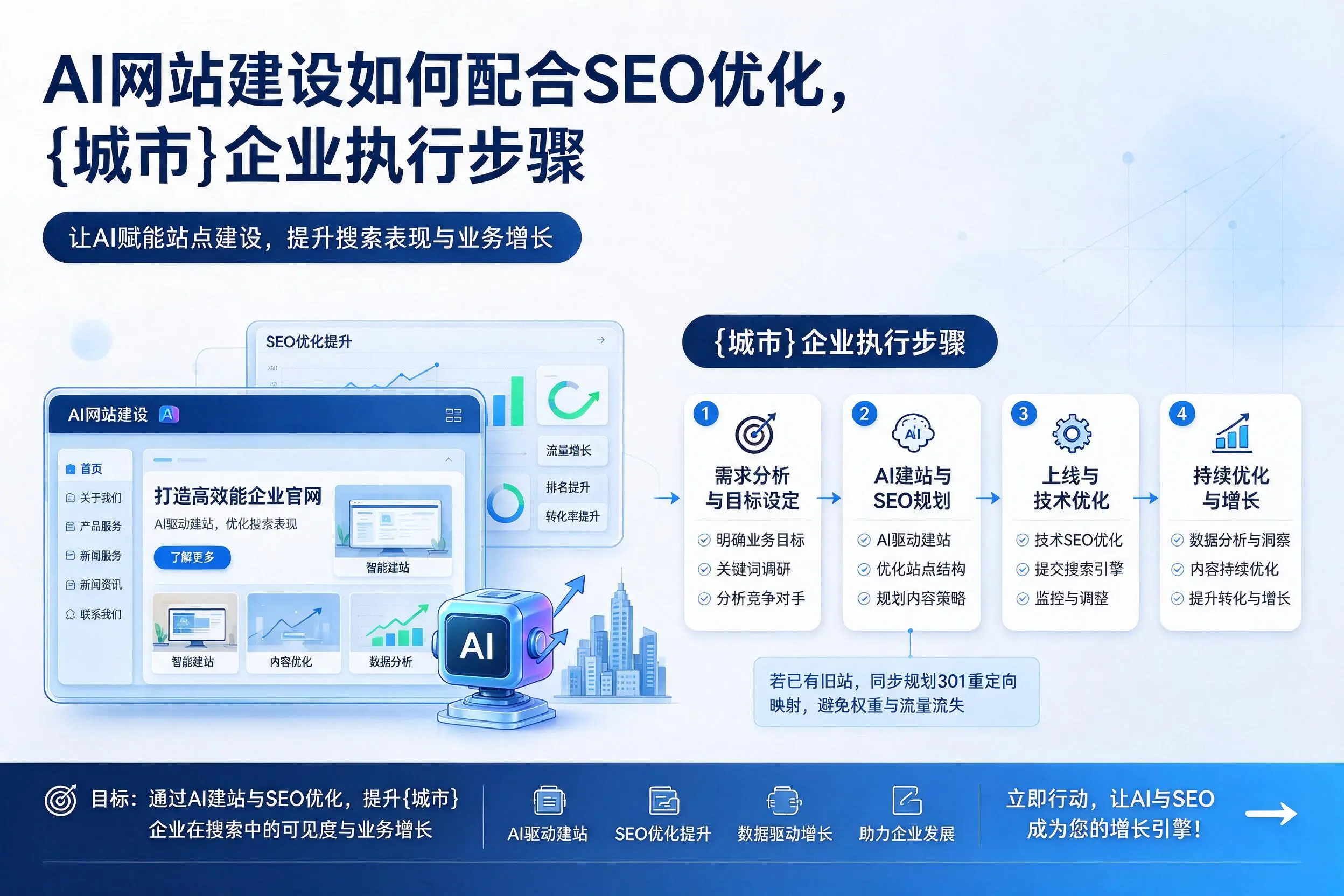 AI网站建设如何配合SEO优化,三明企业执行步骤