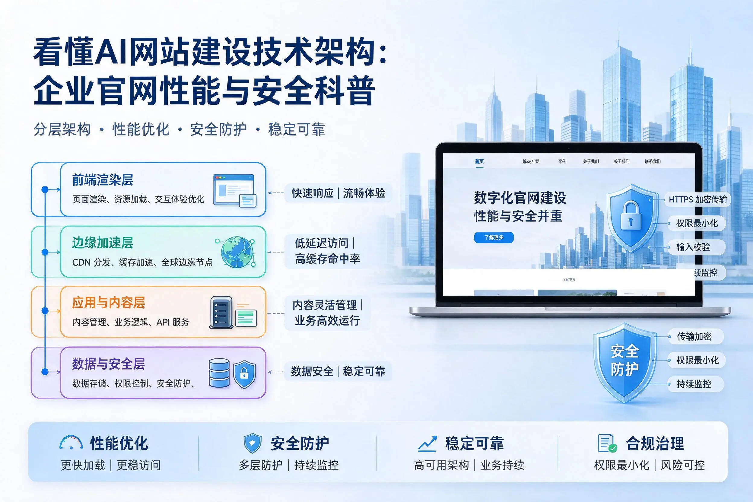 看懂AI网站建设技术架构：三明企业官网性能与安全科普