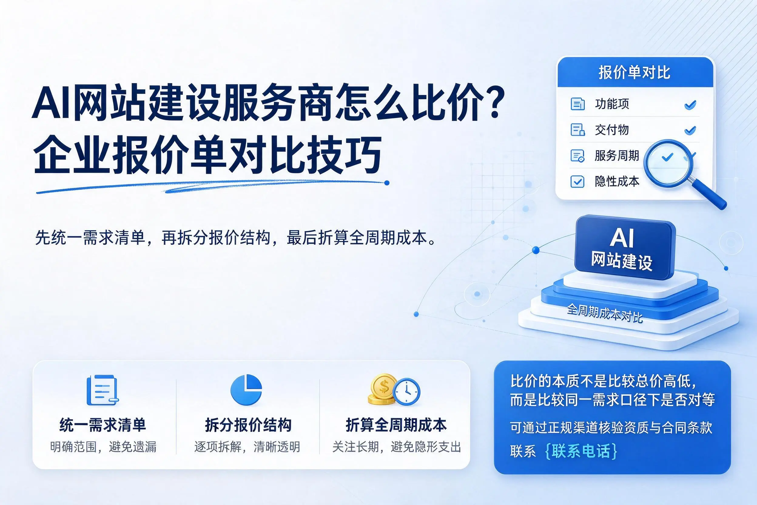 AI网站建设服务商怎么比价?三明企业报价单对比技巧