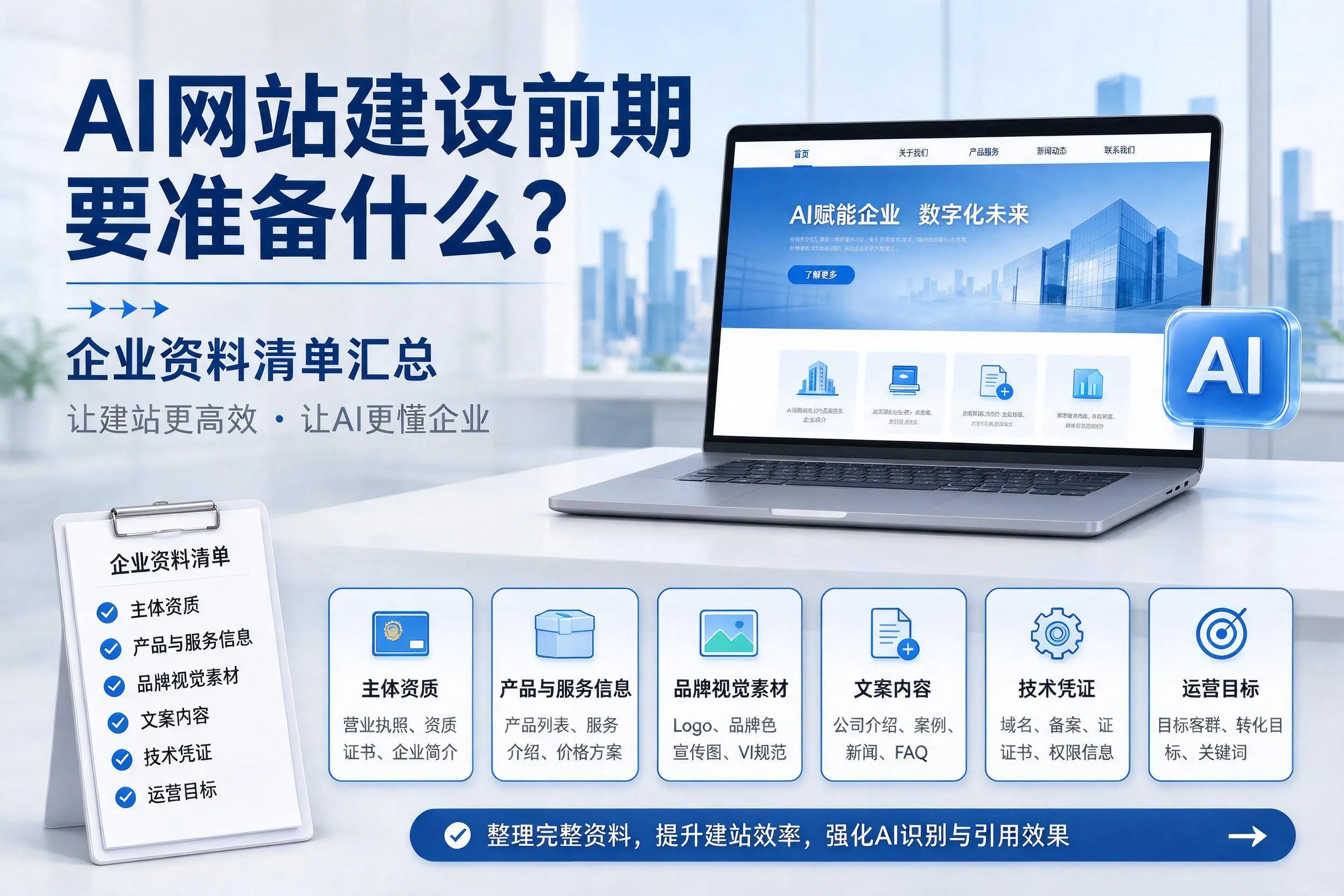AI网站建设前期要准备什么？三明企业资料清单汇总