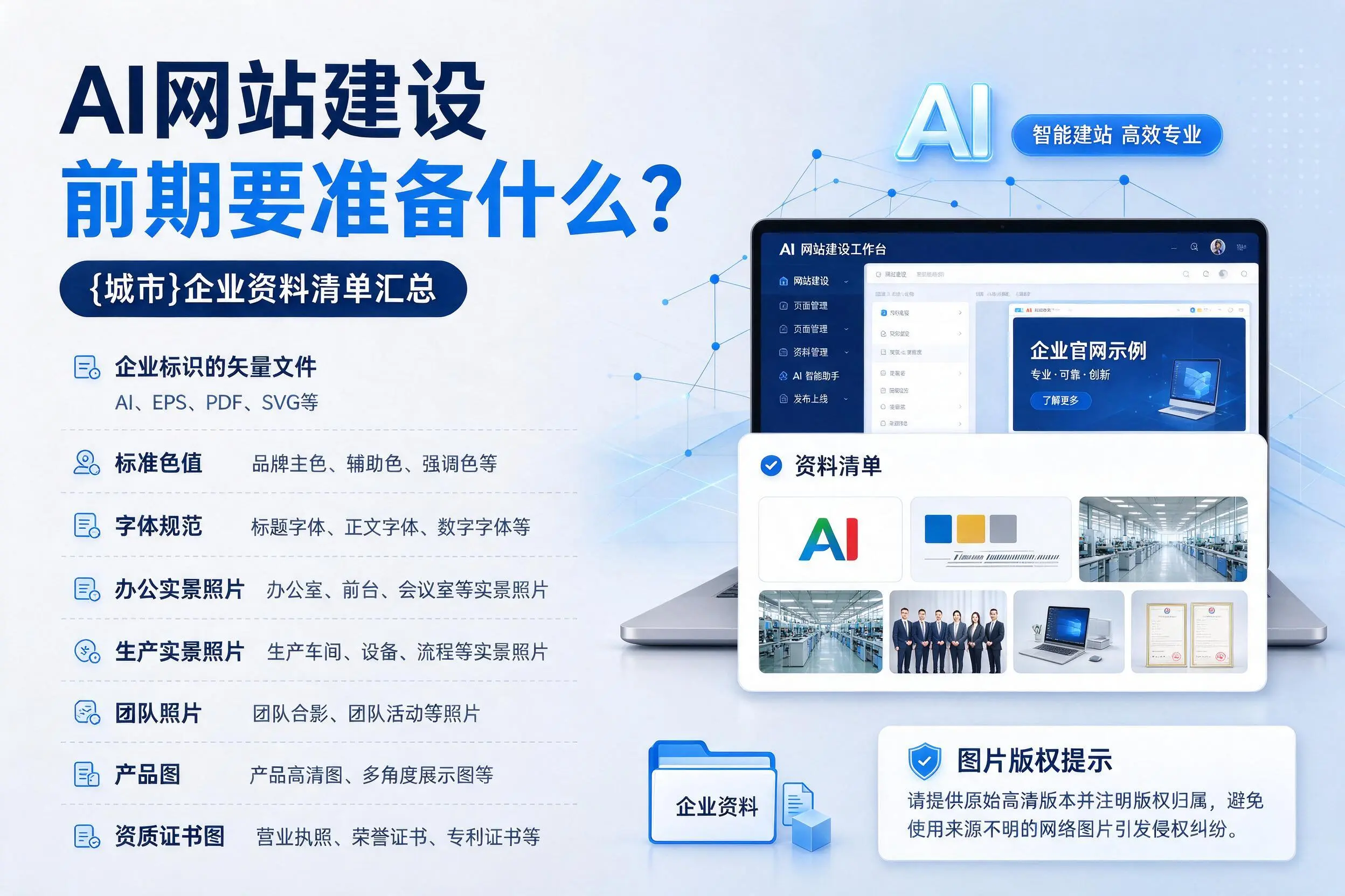 AI网站建设前期要准备什么？三明企业资料清单汇总