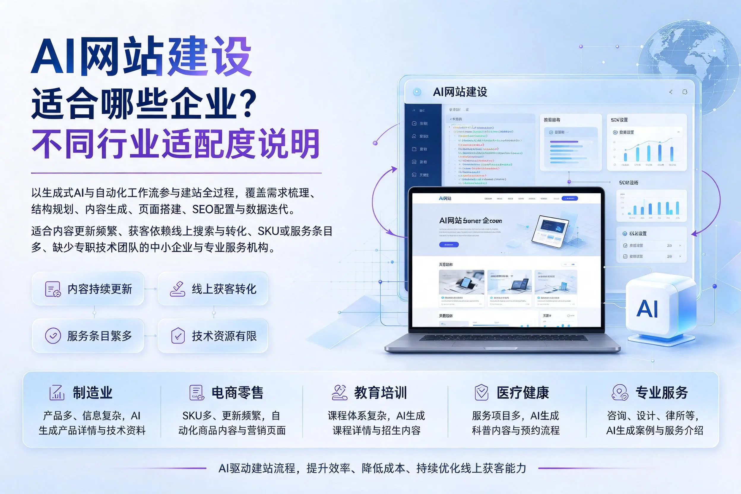 AI网站建设适合哪些企业？三明不同行业适配度说明